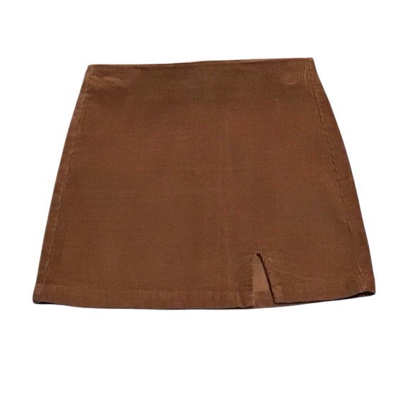 Forever 21 Women’s Brown Tan Corduroy Mini Skirt Stretch Zipper Fall Sz Medium - Picture 6 of 7